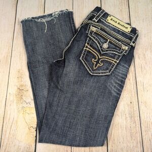 Rock Revival Maggie Jeans Womens Size 29 Distressed Boot Cut Gem Low Rise